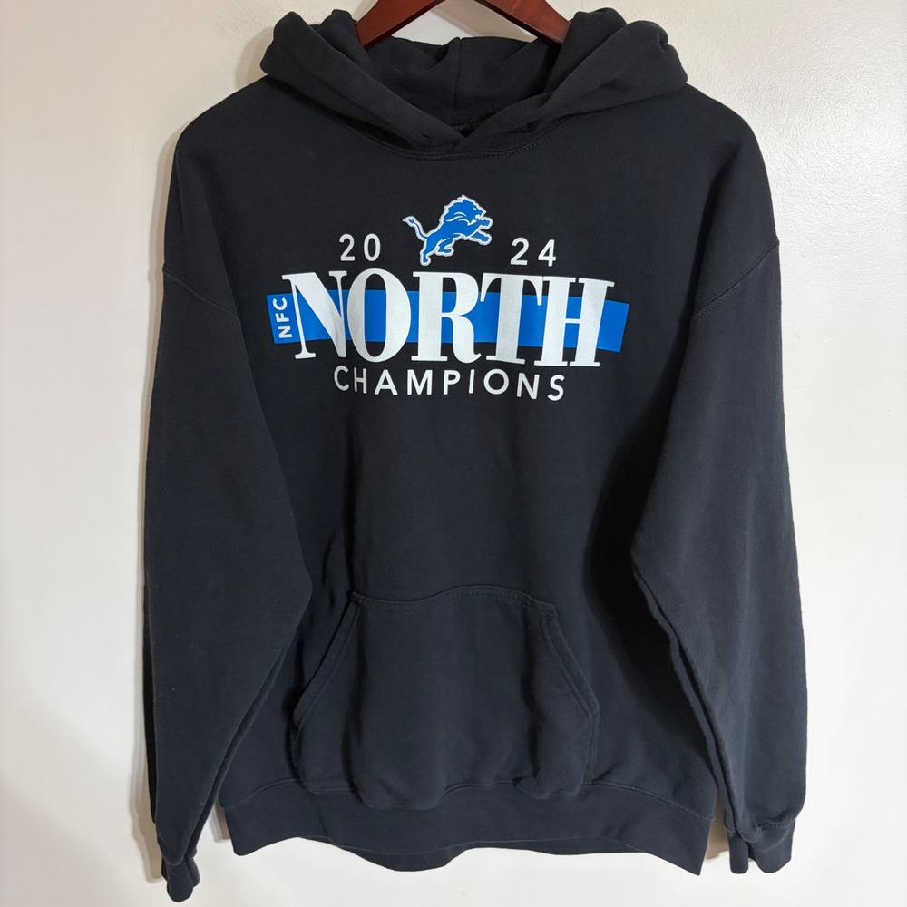 NFL Team Apparel Detroit Lions 2024 NFC North Champions Black Hoodie Large